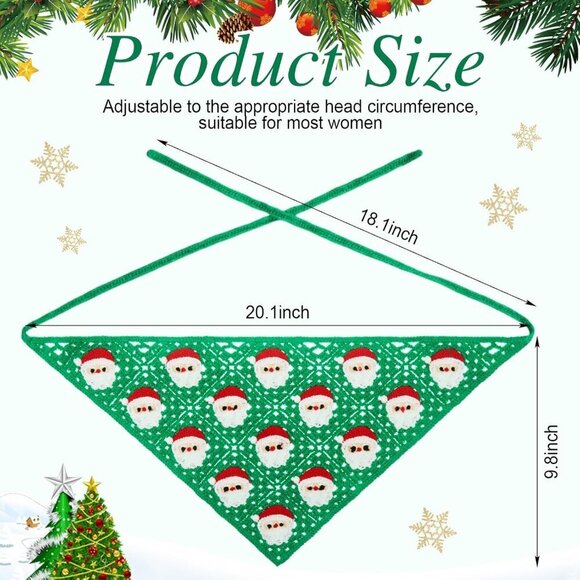 Christmas Crochet Headbands Set Women Cotton Red Green Holiday Accessories main image 6